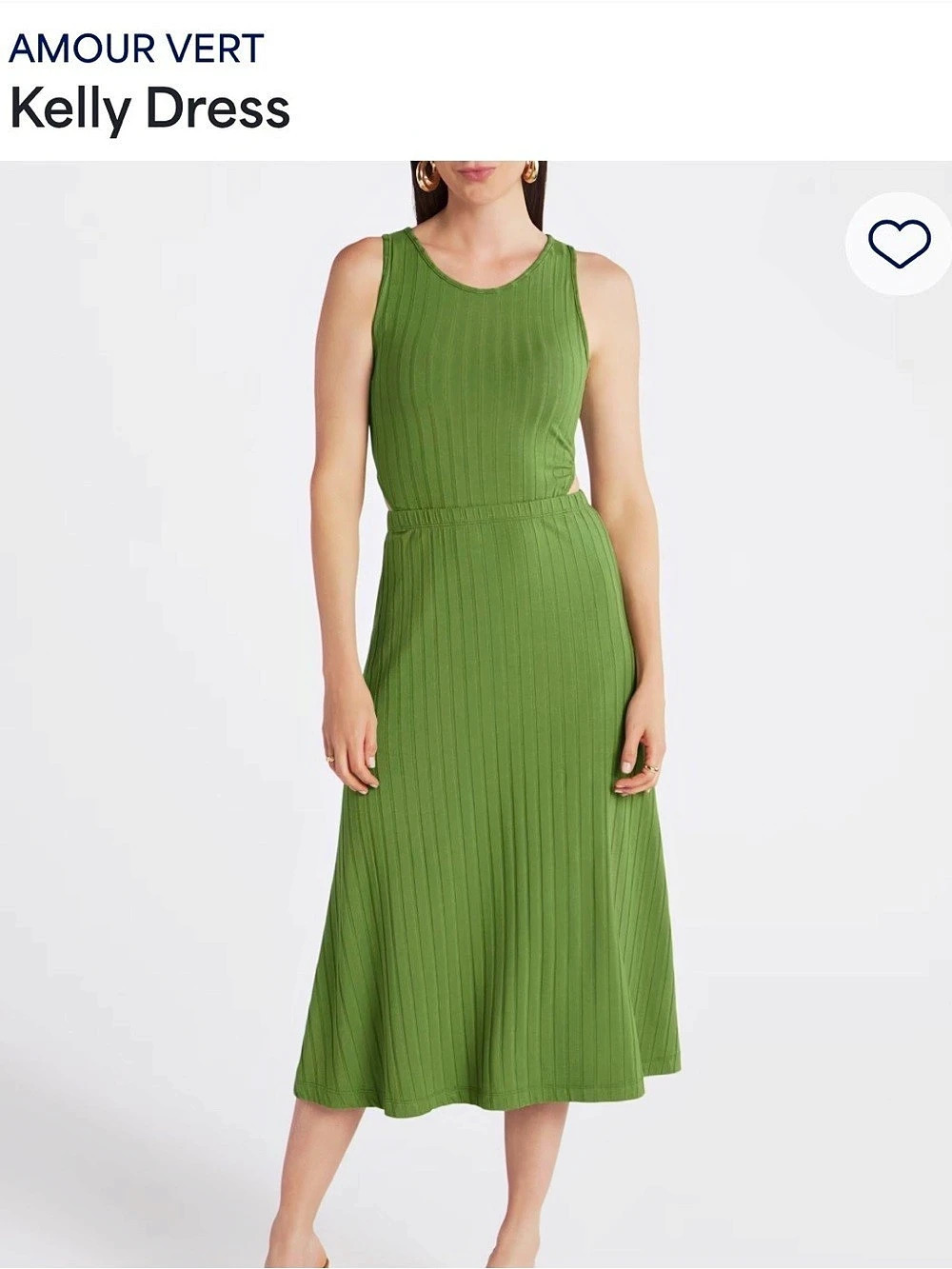 Amour Vert Kelly Dress Pleated Midi Dress in Green Like New